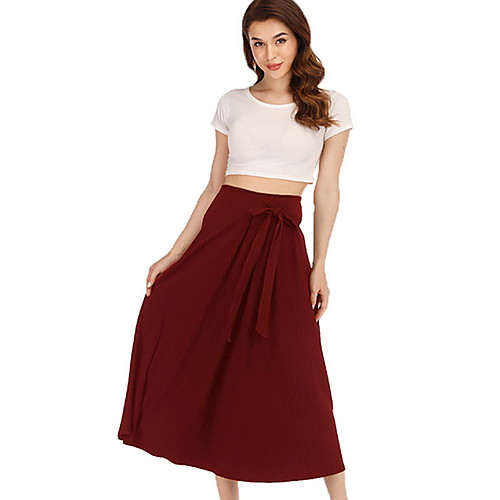 

Women's A Line Skirts - Solid Colored Wine Black Green S M L