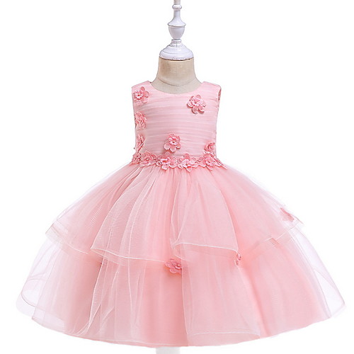 

Ball Gown Floor Length Flower Girl Dresses Party Lace Sleeveless Jewel Neck with Sash / Ribbon