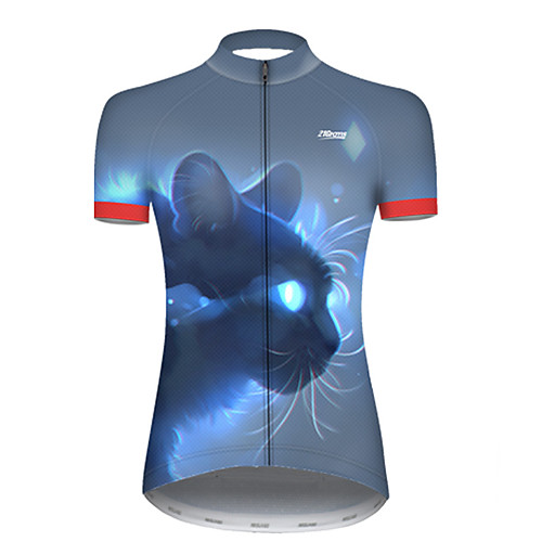 

21Grams Women's Short Sleeve Cycling Jersey Summer Nylon Polyester RedBlue Galaxy Cat Animal Bike Jersey Top Mountain Bike MTB Road Bike Cycling Ultraviolet Resistant Quick Dry Breathable Sports
