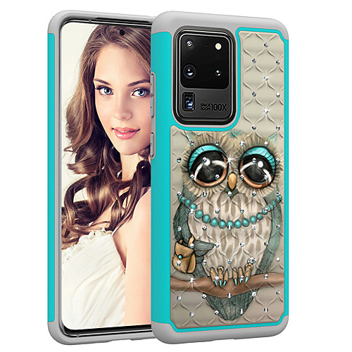 

PC TPU 2in1 Rhinestone Taping Cover Owl Phone Case For Samsung Galaxy S20 S20PLUS S20Ultra S10 S10E S10P S9 S9P S8 S8P