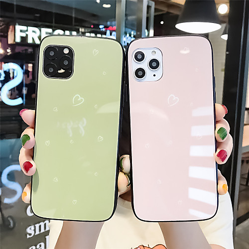 

Tempered Glass Phone Case Heart Pattern for Apple iPhone Case 11 Pro Max X XR XS Max 8 Plus 7 Plus 6 Plus SE(2020) Curve Back Cover