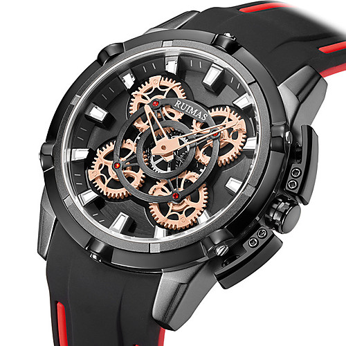 

Men's Sport Watch Japanese Quartz Silicone 30 m Water Resistant / Waterproof Day Date Analog Fashion Cool - Black / Silver BlackGloden Black One Year Battery Life