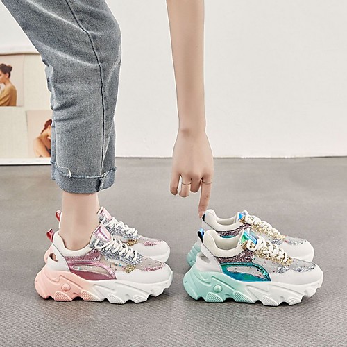 

Women's Trainers / Athletic Shoes Summer Flat Heel Round Toe Daily PU Pink / Green