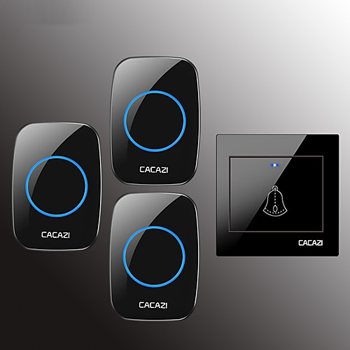

CACAZI Wireless Doorbell Waterproof Door Bell Transmitter Home Calling Bell 300M Remote LED Button 36 Chime 4 Volume Door Bell