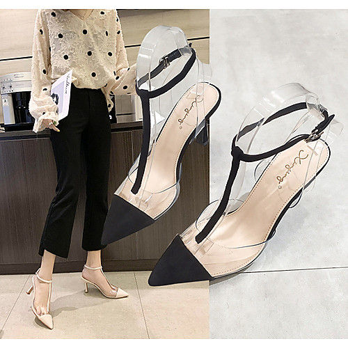 

Women's Sandals Summer Stiletto Heel Pointed Toe Daily PU White / Black
