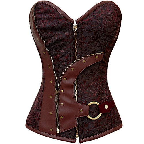 

Women's Zipper Overbust Corset - Jacquard, Jacquard Brown S M L