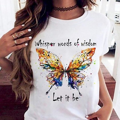 

Women's Letter T-shirt Daily White / Blue / Purple / Yellow / Blushing Pink / Green