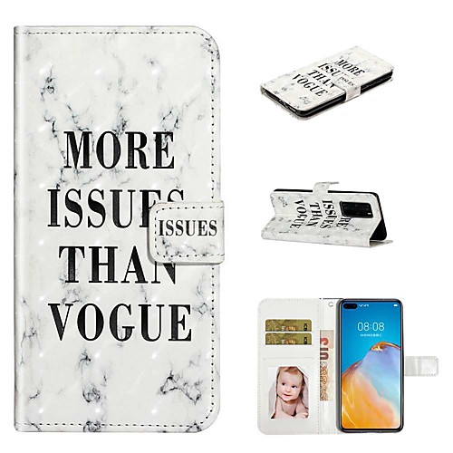 

Case For Huawei P40 / Huawei P40 Pro / Huawei P40 Lite Wallet / Card Holder / with Stand Full Body Cases Marble PU Leather / TPU for Huawei PSMART Z / Y5 2019 / Y6 2019