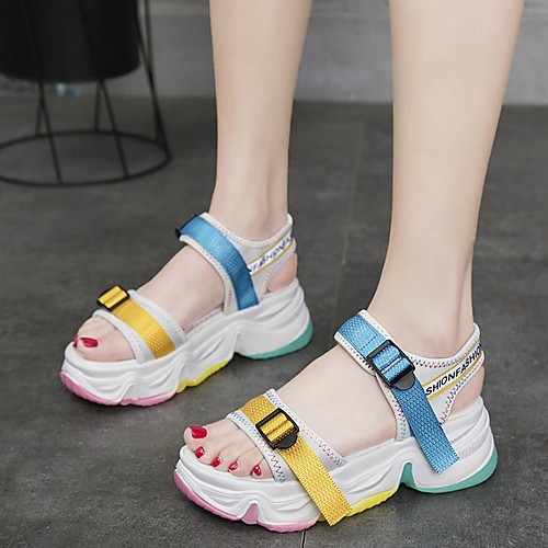 

Women's Sandals Platform Sandals Summer Platform Open Toe Daily PU White / Black / Green