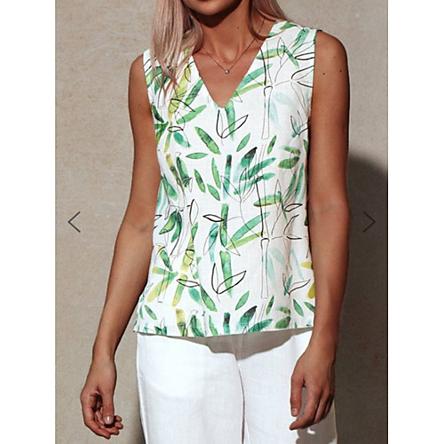 

Women's Geometric Tank Top Daily V Neck Green