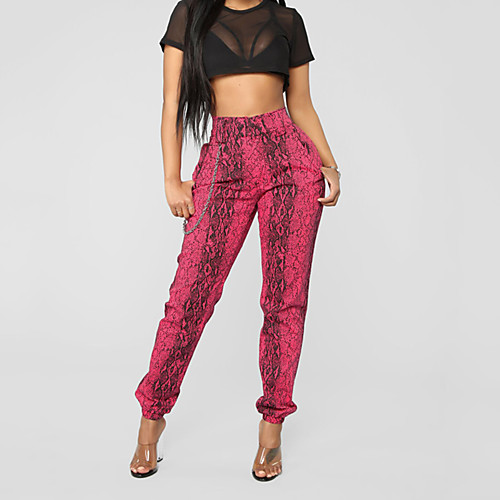 

Women's Active Basic Slim Harem Pants - Snake Print Print Sports High Waist Wine Green S / M / L