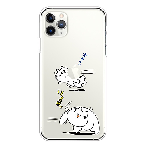 

Case For Apple iPhone 11/11 Pro/11 Pro Max/XS/XR/XS Max/8 Plus/7 Plus/6S Plus/8/7/6/6s/SE/5/5S Transparent Pattern Back Cover Playing with Apple Logo Cat Soft TPU