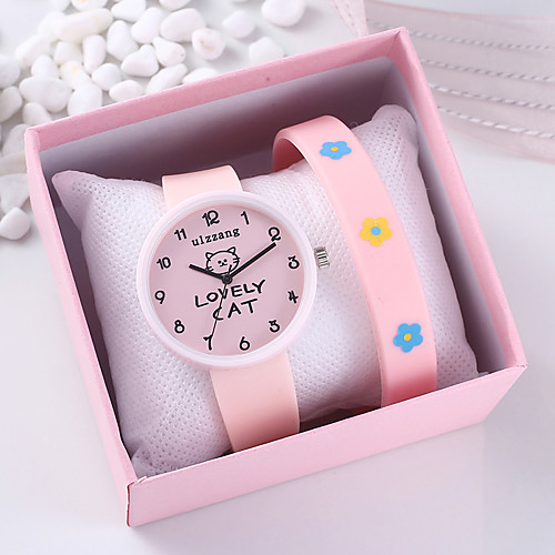 

Women's Quartz Watches Fashion Word Watch Pink Silicone Chinese Quartz Blushing Pink Chronograph Creative New Design 2 Piece Analog One Year Battery Life