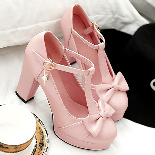 

Women's Heels Summer Pumps Round Toe Daily PU White / Pink / Blue