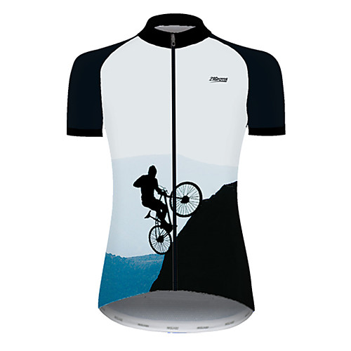 

21Grams Women's Short Sleeve Cycling Jersey Summer Nylon Polyester BlackWhite Funny Bike Jersey Top Mountain Bike MTB Road Bike Cycling Ultraviolet Resistant Quick Dry Breathable Sports Clothing