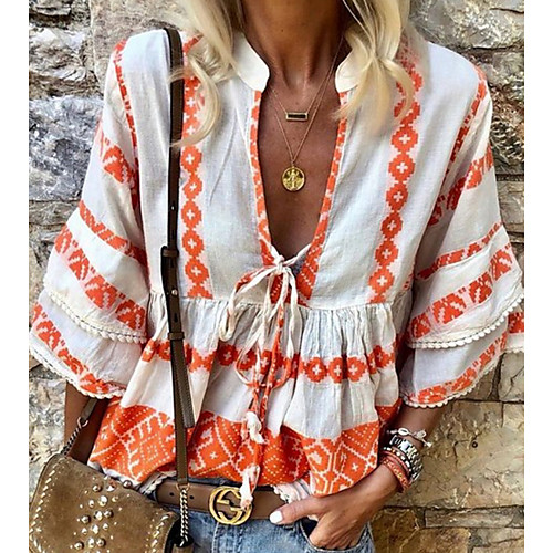 

Women's Floral Blouse Daily White / Yellow / Green / Light Blue