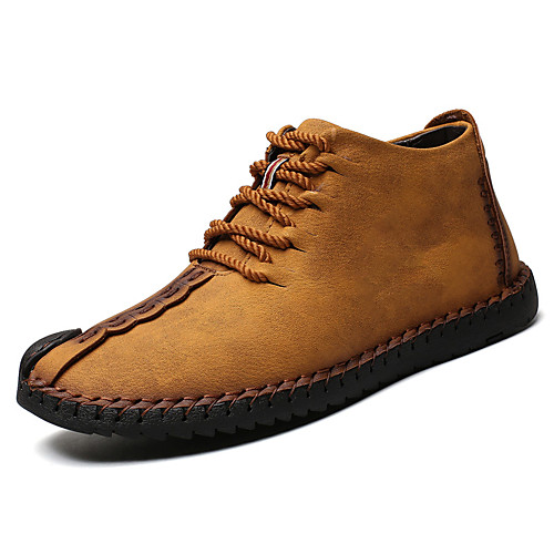 

Men's Spring & Summer / Fall & Winter Daily Outdoor Boots Walking Shoes Cowhide Breathable Wear Proof Booties / Ankle Boots Black / Khaki / Gold