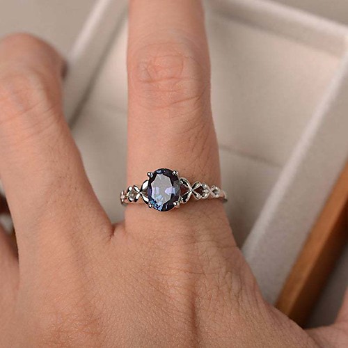 

Women's Ring Belle Ring AAA Cubic Zirconia 1pc Blue Copper Silver-Plated Irregular Statement Luxury Party Evening Gift Jewelry Geometrical Wearable