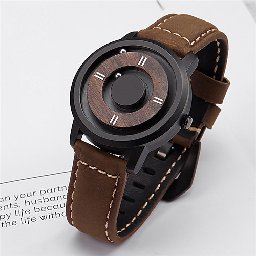 

Men's Sport Watch Japanese Quartz Genuine Leather Day Date Analog Fashion Cool - Black Brown One Year Battery Life