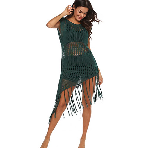 

Women's Wine Green White Cover-Up Swimwear Swimsuit - Solid Colored S M L Wine
