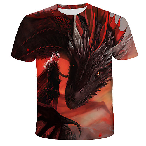 

Men's T shirt Cartoon 3D Print Short Sleeve Daily Tops Streetwear Exaggerated Rainbow
