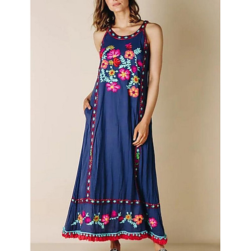 

Women's A-Line Dress Maxi long Dress - Sleeveless Floral Summer Street chic 2020 Blue Red Green Navy Blue S M L XL XXL XXXL XXXXL XXXXXL