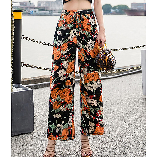 

Women's Active Basic Loose Chinos Pants - Print Black Blushing Pink Green S / M / L
