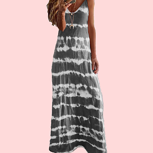 

Women's Sundress Maxi long Dress - Sleeveless Print Summer V Neck Sexy Boho Holiday Going out Loose 2020 Wine Blue Purple Blushing Pink Khaki Green Dusty Blue Gray Light Blue S M L XL XXL XXXL XXXXXL