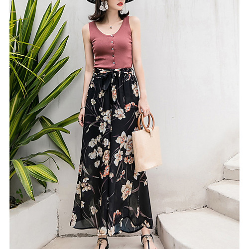 

Women's Active Basic Loose Wide Leg Pants - Print Wine Black Blue M / L / XL