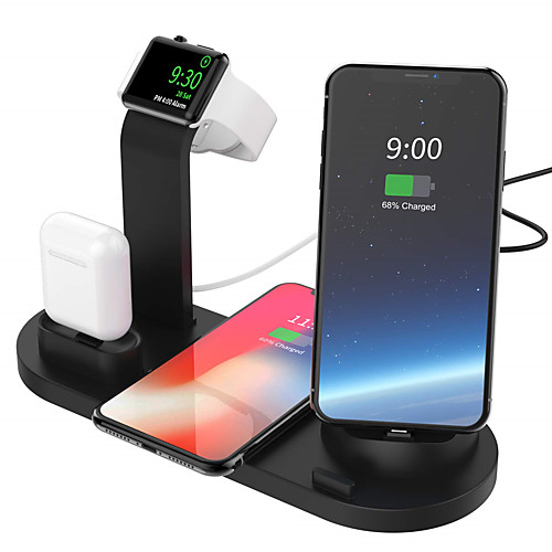 

10W Qi Wireless Charger Dock Station 4 in 1 For Iphone Airpods Micro USB Type C Stand Fast Charging 3.0 For Apple Watch Charger