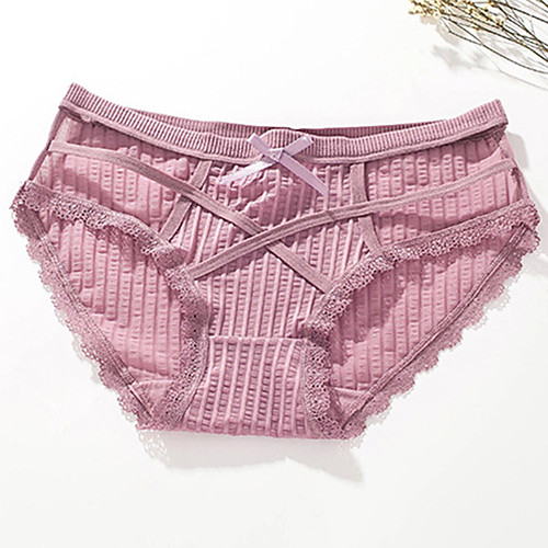 

Women's Lace / Cut Out Brief - Normal Mid Waist Purple Red Khaki One-Size