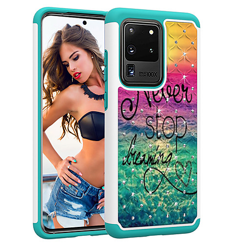 

PC TPU 2in1 Rhinestone Taping Cover Gradient Sea / Word Phone Case For Samsung Galaxy S20 S20PLUS S20Ultra S10 S10E S10P S9 S9P S8 S8P