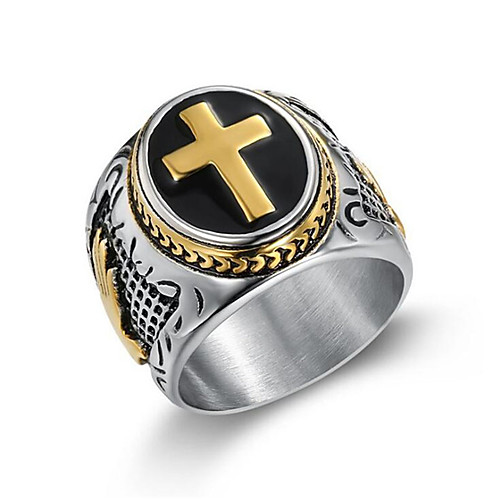 

Band Ring Classic Silver Gold Titanium Steel Cross Vintage 1pc 9 10 11 12 / Men's