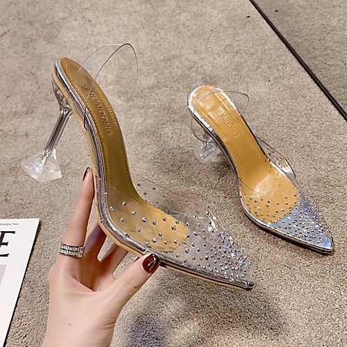 

Women's Sandals Heel Sandals Summer Stiletto Heel Pointed Toe Daily PU White