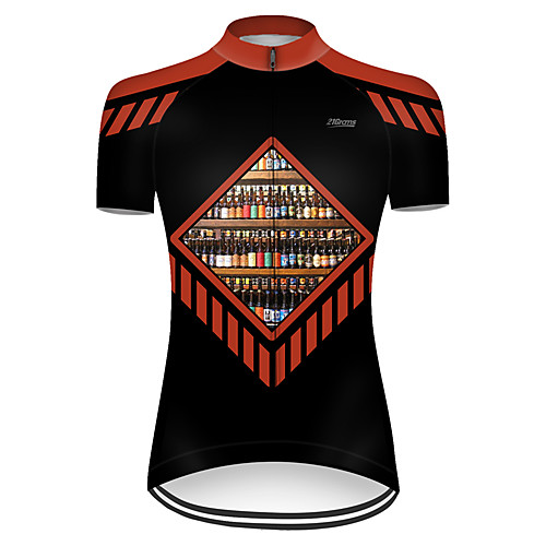 

21Grams Women's Short Sleeve Cycling Jersey Polyester Black / Red Patchwork Oktoberfest Beer Bike Jersey Top Mountain Bike MTB Road Bike Cycling Breathable Quick Dry Ultraviolet Resistant Sports
