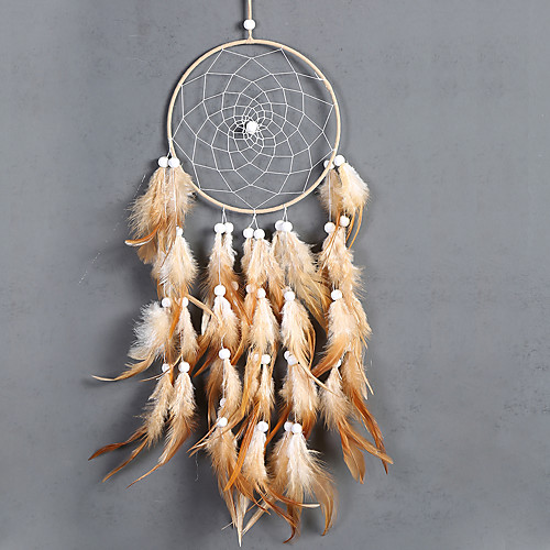 

Boho Dream Catcher Handmade Gift Wall Hanging Decor Art Ornament Craft Feather Bead Hemp For Kids Bedroom Wedding Festival 6516cm