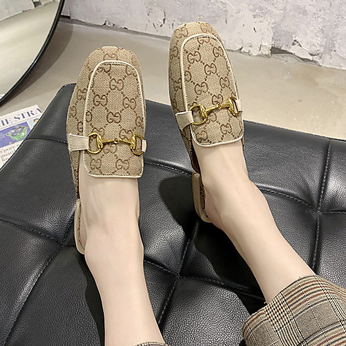 

Women's Slippers & Flip-Flops Summer Flat Heel Round Toe Daily Microfiber Green / Beige