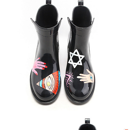 

Women's Boots Spring / Fall Flat Heel Round Toe Daily PVC Mid-Calf Boots Black / Red