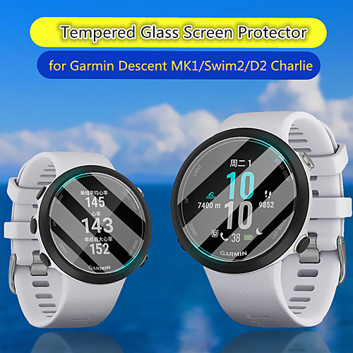 

2 PCS Screen Protector for Garmin Swim 2/Descent MK1/D2 Charlie Tempered Glass Transparent High Definition (HD) Scratch Proof/9H Hardness