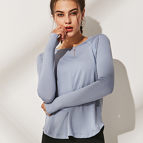 

Women's Yoga Top Cut Out Solid Color Black Purple Blue Pink Gray Fitness Gym Workout Running Tee Tshirt Long Sleeve Sport Activewear Quick Dry Breathable Comfortable Stretchy