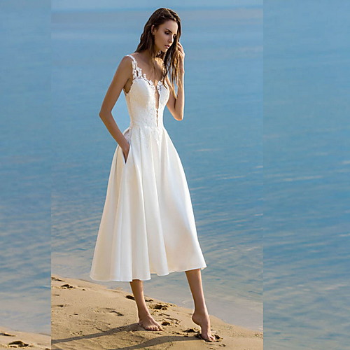 

Women's A Line Dress - Sleeveless Solid Color Summer Street chic 2020 White S M L XL