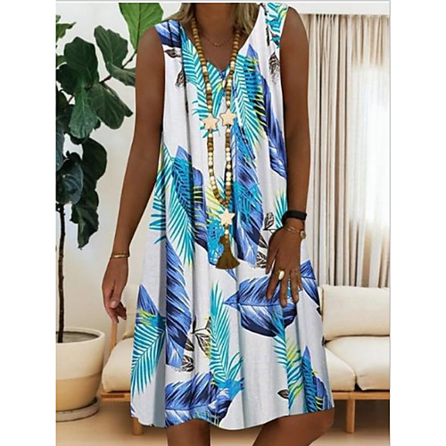 

Women's Shift Dress Midi Dress Red Light Blue Sleeveless Geometric Summer Round Neck Elegant Casual 2021 S M L XL XXL 3XL 4XL 5XL