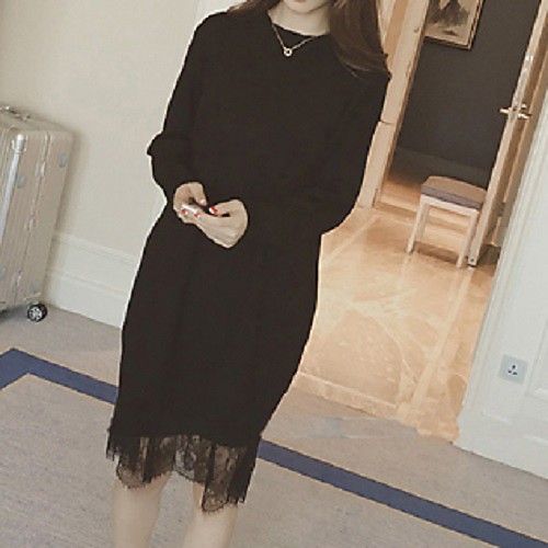 

Women's A Line Dress - Long Sleeve Solid Color Summer Fall Casual Holiday Going out Slim 2020 Black M L XL XXL XXXL