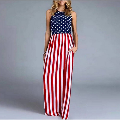 

Women's Sheath Dress Maxi long Dress - Sleeveless Striped Summer Elegant 2020 Blushing Pink S M L XL XXL