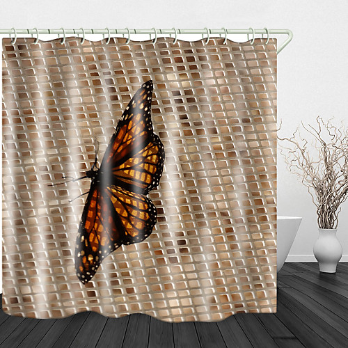 

Beautiful Butterfly Digital Print Waterproof Fabric Shower Curtain for Bathroom Home Decor Covered Bathtub Curtains Liner Includes with Hooks