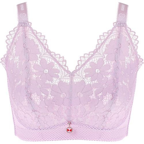 

Women's Wireless Lace Bras Full Coverage Bra Lace Black Purple Beige