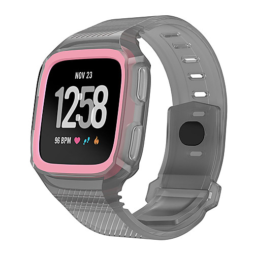 

Fitbit Versa Bands Silicone Versa Rugged Wristband with Protective Case Frame Anti-Impact Replacement Bands Quick Release Watch Bands Strap for Fitbit Versa