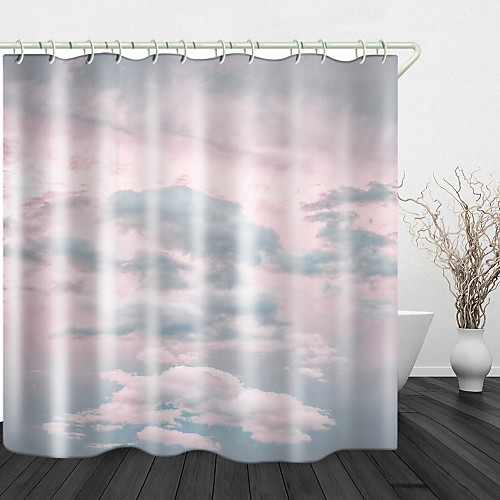 

Pink Cloud Digital Print Waterproof Fabric Shower Curtain for Bathroom Decor Polyester Bathtub Curtains with Hooks1pc