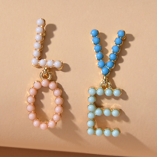 

Women's Earrings Geometrical Alphabet Shape Trendy Korean Cute French Boho Earrings Jewelry Gold For Wedding Party Evening Engagement Birthday Beach 1 Pair