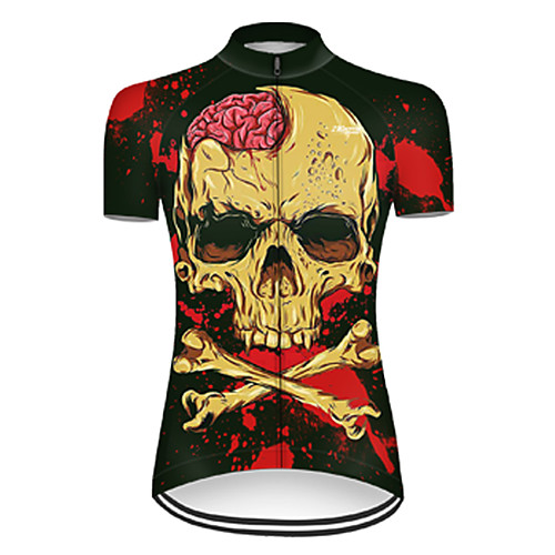 

21Grams Women's Short Sleeve Cycling Jersey Nylon Polyester Black / Red 3D Tie Dye Skull Bike Jersey Top Mountain Bike MTB Road Bike Cycling Breathable Quick Dry Ultraviolet Resistant Sports Clothing